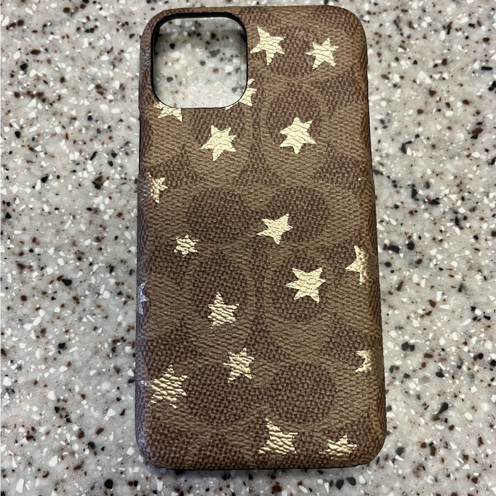 Coach Tan and Gold Star Pattern iPhone 11 Case